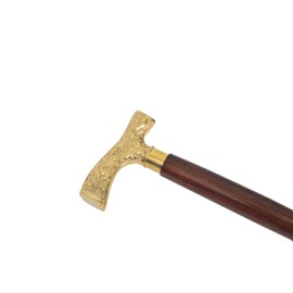 amayera nautical Gold Finish T-Shape Handle Black Wooden Walking Stick Elegant Brass & Wooden Walking Cane for Men & Women Stylish 36-Inch Walking Cane