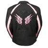 Women's Motorcycle Black Textile Vented Jacket W/Stud Reflective Wings &