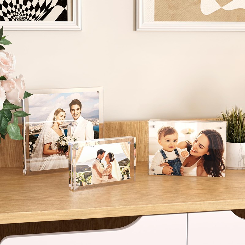 Egofine Acrylic Frames 6 Pack, 4x6 and 5x7 Combinations, 20mm