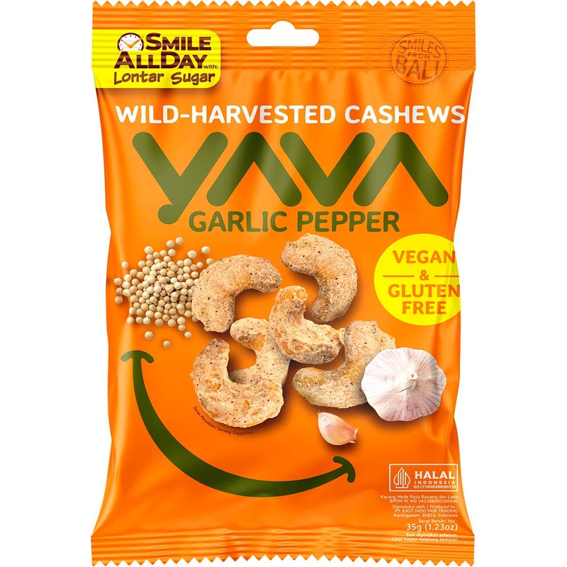 YAVA Wild-Harvested Cashews Garlic Pepper 10x35g