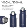 Autsel 1L Stainless Steel Water Bottle with Straw Metal Water