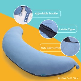 BYRIVER Light and Dark Blue Color Jersey Cotton Pillowcase Cover Body Pillow Pregnancy Pillow(L)