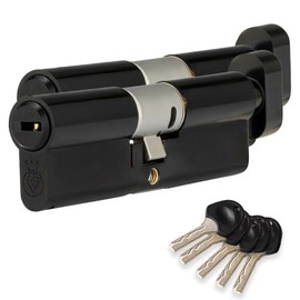 XFORT Colossus Matt Black 3 Star Kitemarked Keyed Alike Euro Cylinder Lock 35EX/35T (70mm), British Standard TS007 Anti-Snap Barrel Lock, Upvc Door Lock.