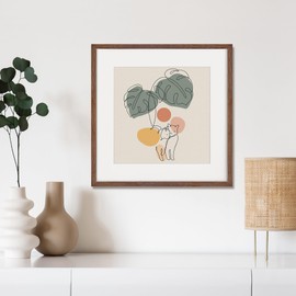 16x16 Picture Frames for Wall, Square Picture Frame 16 x 16 - Solid Oak Wood, Tempered Glass, 16x16 Frame Matted to 12x12, 16"x16" Wood Photo Frames - Walnut Color, 1 Pack