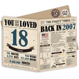 Blazeon Jumbo 18th Birthday Card for Women Men, Vintage 18th Birthday Party Decorations for Her Him, Retro 18 Year Old Birthday Gifts for Son Daughter, Double-Sided with Two Stickers