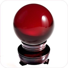 Amlong Crystal Red Crystal Ball 60mm (2.3 in.) Including Wooden Stand and Gift Package