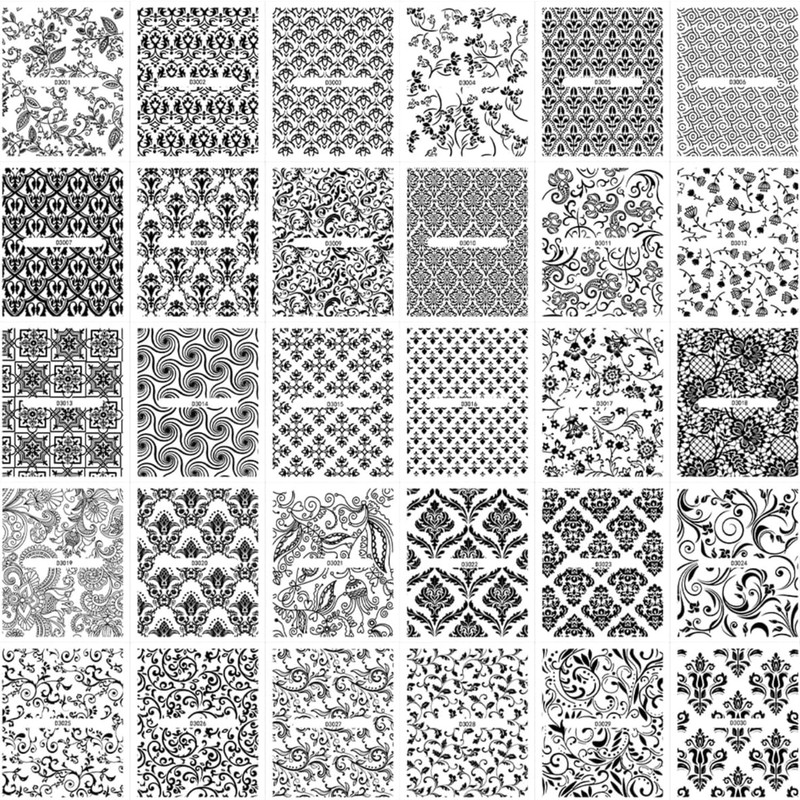 30 Sheets Black Lace Nail Stickers for Nail Art 3D