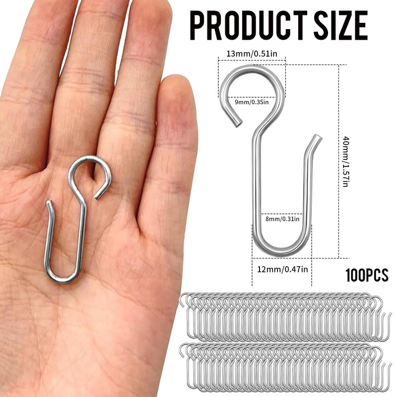 Curtain Hooks for Track, 100 Pcs Metal Curtain Hooks Hanging