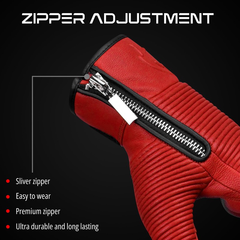 J.A.G. JAG Motorcycle Touchscreen Gloves - Red Leather Motorbike Gloves,