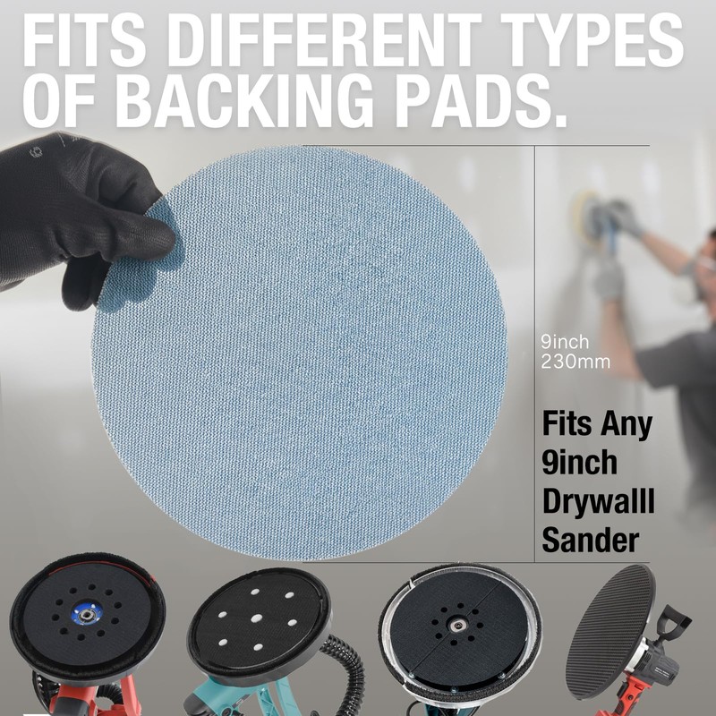 9 Inch Drywall Sanding Discs 180 Grit, 10PCS Mesh Sandpaper