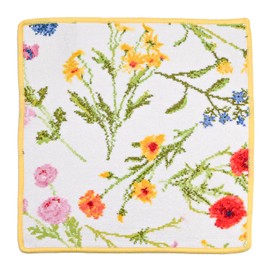 Fayler Women's Handkerchief Hand Towel, Flower Meadow, Yellow, 11.8 x 11.8 inches (30 x 30 cm)