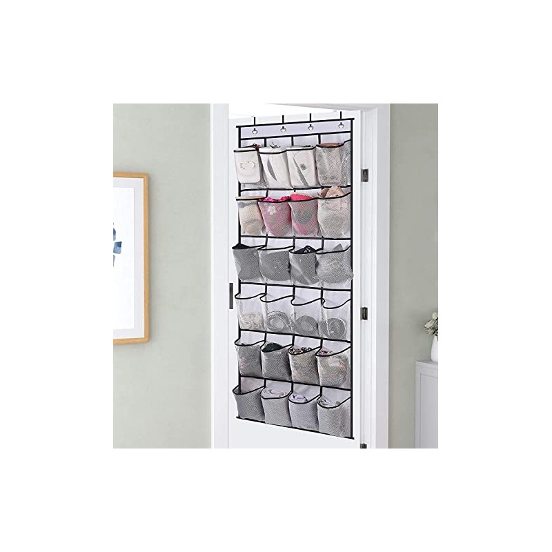 24 Mesh Pockets Over The Door Shoe Organizer Hanging Closet