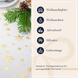 100%Mosel Organza Table Runner Snowflakes in Gold (28 cm x 5 m), Transparent Table Runner, Elegant Table Decoration for Christmas and Advent Season, Festive Decoration for Special Occasions