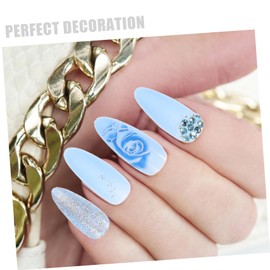 Mikinona Unique Blue Rose Nail Stickers Pack Press on Nails Women's Fake Nail Tips Fashionable Manicure Dec