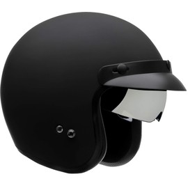 Vega Helmets X390 Retro Open Face Motorcycle Helmet w/Sunshield Unisex-Adult powersports (Matte Black, X-Small) - 87000-051