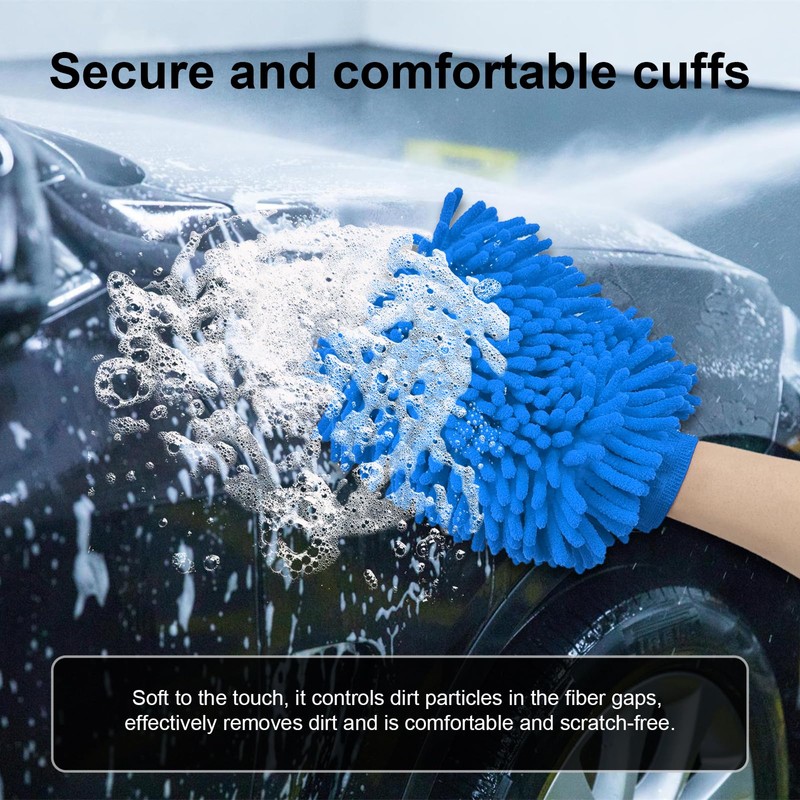 Ziciner Premium Microfiber Wash Mitt, Soft Scratch-Free Double-Sided Chenille Washing
