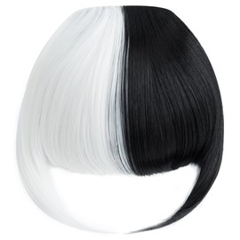 Yamel Synthetic Black and White Flat Bangs Hair Extensions Clip-in Bangs for Women