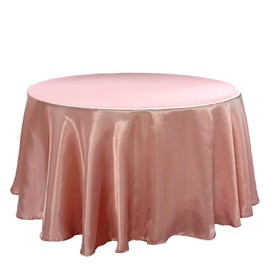 BalsaCircle 108-Inch Dusty Rose Round Satin Tablecloth Table Cover Linens for Wedding Party Catering Kitchen Dining Events Kitchen Dining