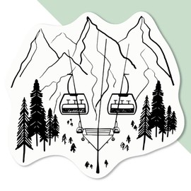 Large 210mm 'Ski Lift Mountains' Permanent Sticker Decal for Cars/Windows/Bins/Walls etc (DW00035339)