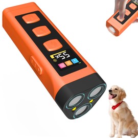 Dog Bark Deterrent Device, Color Display 2000 mAh Rechargeable Ultrasonic Anti-Barking Trainer with 4 Frequency Settings 25/30/40/55 kHz, 65ft Long-Range, Safe & Effective Alternative to Bark Collars