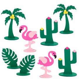 8 Pcs Hawaiian Tropical Summer Party Decoration DIY Flamingo Felt Table Centerpiece for Hawaiian Luau Beach Baby Shower Birthday Wedding Party Decoration Supplies