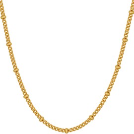 LIFETIME JEWELRY Tiny Curb Link Gold Necklace for Women with Divider Balls 24k Real Gold Plated Necklace (2.8mm, 18 inches)