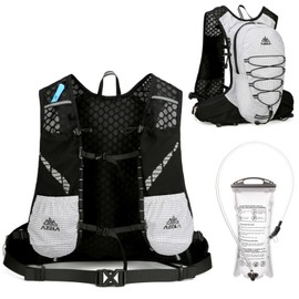 Azarxis Hydration Backpack 18L Waterproof Hiking Pack Lightweight Daypack Rucksack for Climbing Camping Travel Cycling (White Backpack with 2L Water Bladder)
