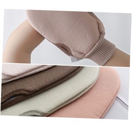 FRCOLOR 2pcs Exfoliating Back Rub Gloves Shower Mittens Body Scrubbers for Deep Cleansing Massage Skin Revitalization for Adults Students Coffee Color
