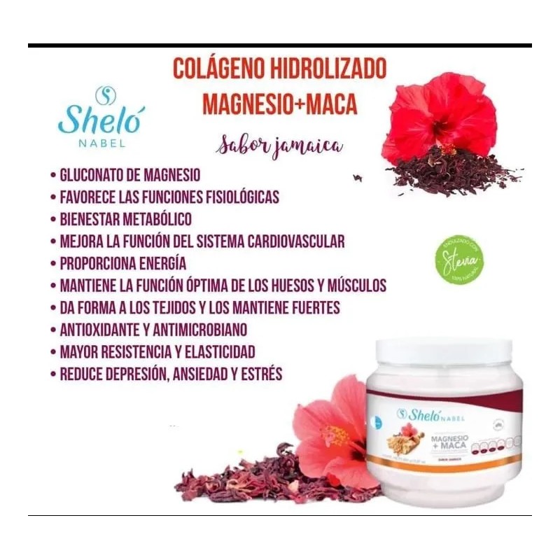2 Colágeno Hidrolizado Magnesio + Maca 450g De Jamaica Shelo
