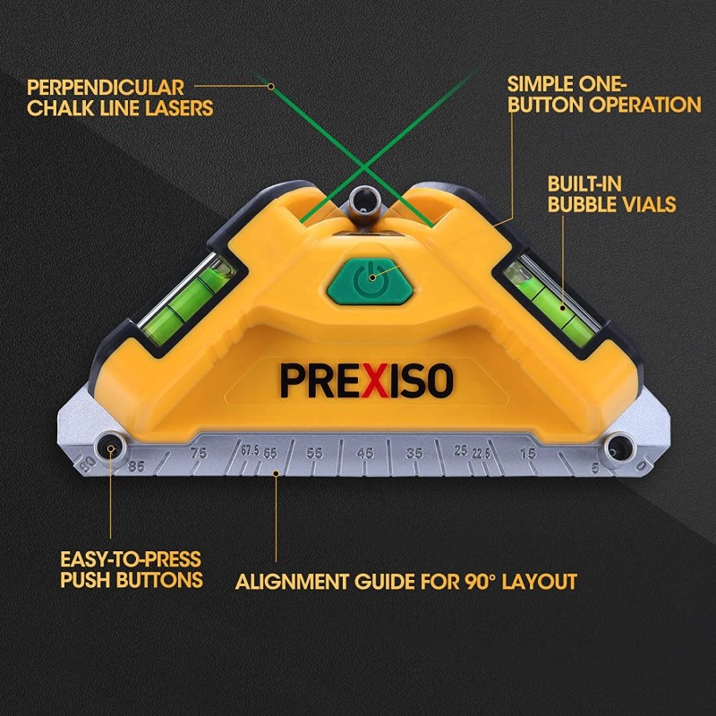 PREXISO Square Laser-65Ft Green Beam Floor Tile Laser Level With