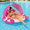 Inflatable Pool Lounge Float for Adults – UPF50+ Canopy, Cup
