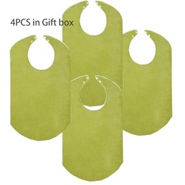 Paquete de 4 baberos para adultos para hombres y mujeres, baberos para adultos mayores, baberos impermeables, baberos de toalla para adultos con neces