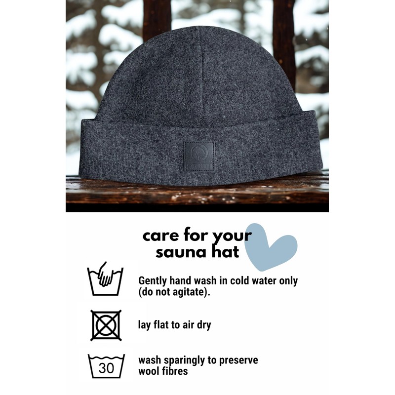 Sauni 100% Merino Wool Felt Sauna Hat Beanie - One