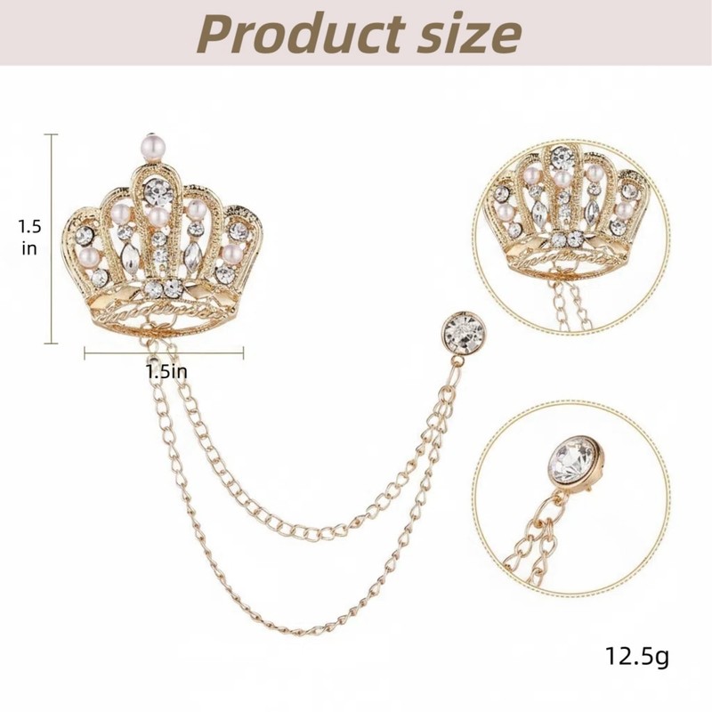 QPHYFXF Gifts for Husband: Retro Crown Lapel Pin with Long