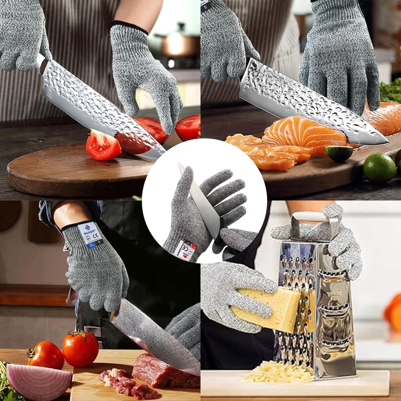 JNGTKL Cut Proof Gloves, 2 Pairs Gray Cut Resistant Gloves,