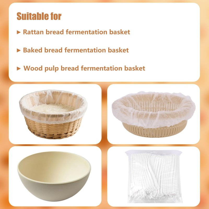 BOXOB 100pcs Bread Proofing Basket Cloth Liner, Disposable Non-Stick Dough