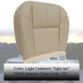 NLQR Front Driver or Passenger Bottom Replacement Seat Cover, Light Cashmere tan 333 Compatible with Chevy Silverado Tahoe Suburban Avalanche GMC Sierra Yukon 1500 2500 3500HD 2007-2014