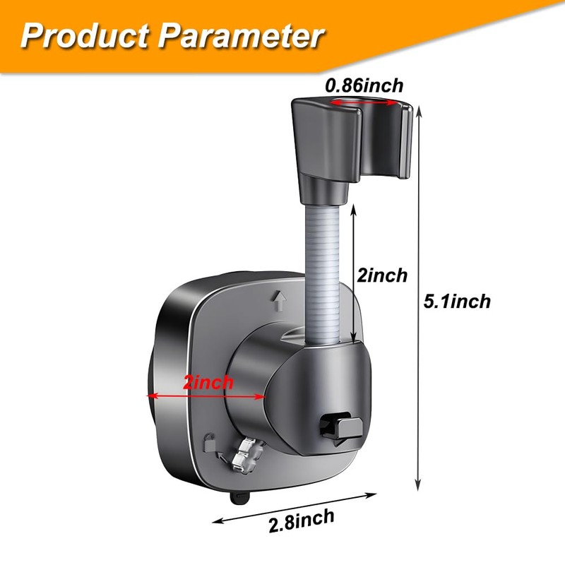 Shower Head Holder Wall Mounted, 360° Adjustable Handheld Shower Head