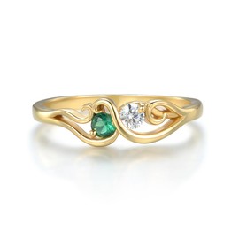 Ladies 9 Carat Gold on 925 Sterling Silver 2 Stone Emerald & White Sapphire Ring Sizes K to U (O)
