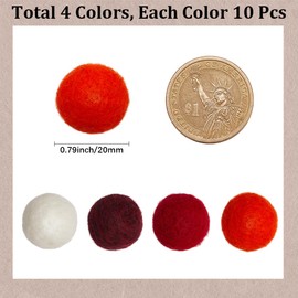 SUNNYCLUE 40 Stück 4 Farben Filz Pompons Wollpompons Großpackung 20mm Rot Weiß Natürlich Weich Runde Form Girlande Filzornamente Kleiner Pompon Für Heimwerker Basteln Zuhause Party Kordelzug Dekorati