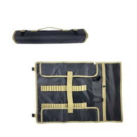 Jaugufiy Camping Tent Stake Storage Bag Tent Stake Roll Bag Ground Nail Storage Bag, Heavy Duty Oxford Polyester Case for Tent Pegs and Camping Hammer (Black)