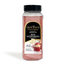 GranAroma Red Nonpareils, Decorative Sprinkles, Cakes & Cookies, Bakery Staple (1.8 Pound)