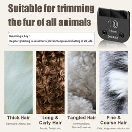 Detachable Pet Dog Grooming Steel Blades,Compatible with Andis,Oster A5,Wahl KM-10 Series,Size #10 Blade 1/16-Inch 1.5MM Cut Length (10#-1.5mm(3PCS))