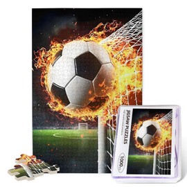 Soccer Puzzle 1000 Piece Jigsaw Puzzles for Adults Soccer Sports Jigsaw Puzzle Fire Ball Sport Wooden Puzzles Birthday Gifts for Adults Family Game