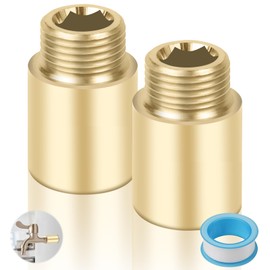 YFLeomry 2 Piece Tap Extension 1/2 Inch 30 mm Brass Extension Fitting, Water Connection Extension Fitting, Thread Fitting for Heating Drinking Water Installation