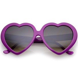 zeroUV Oversized Heart Shaped Sunglasses UV400 Cute Trendy Love Fashion Eyewear for Women 52mm (Purple/Lavender)