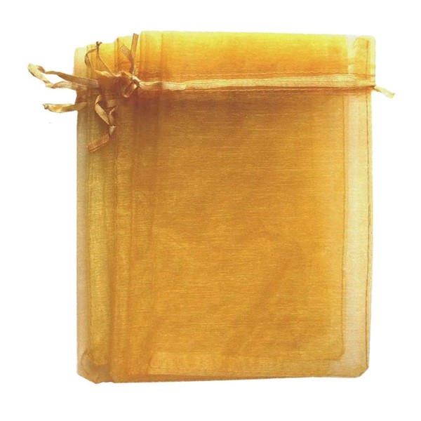 ANSLEY SHOP 100pcs 6x9 Inches Sheer Drawstrings Organza Gift Candy Bags Wedding Christmas Favors Bags (Gold)