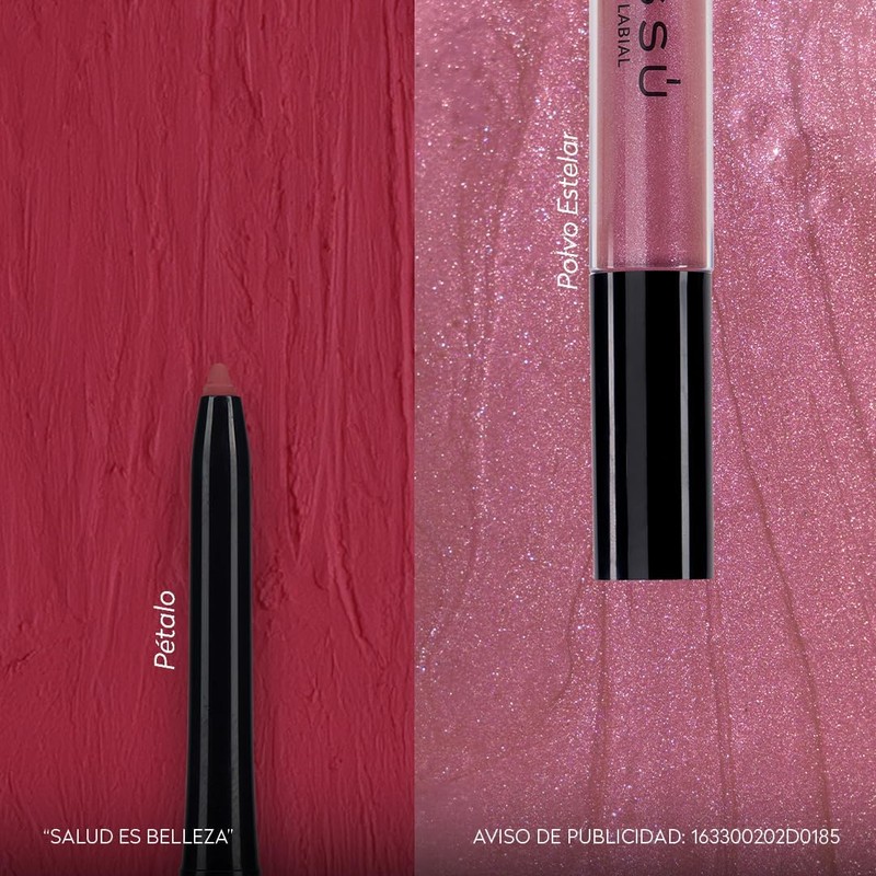 Kit Brillo Labial con Glitter y Delineador Retráctil (8 pzas)
