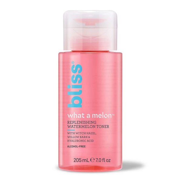 Bliss What a Melon Replenishing Watermelon Toner with Witch Hazel and Willow Bark | Replenishes, Refreshes and Energizes Tired Skin | Clean | Cruelty-Free | Paraben Free | Vegan | 7 oz