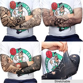 Tattoo Sleeves for Men,YARIEW 6Pcs Arm Sleeves Fake Tattoos Sleeves to Cover Arms Sun Protection Sleeves Tattoo Sleeve Covers Tattoo Cover Up Sleeve Temporary Tattoo Sleeves for Men and Women (Set 4)